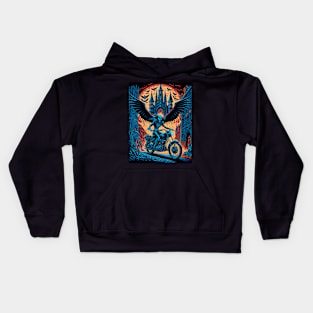 Skeleton Riding Motorbike - Orange Moon Kids Hoodie